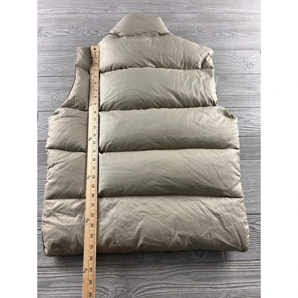 Vintage Pacific Trail Down Puffer Vest Mens Large Tan Ripstop Quilted Full Zip